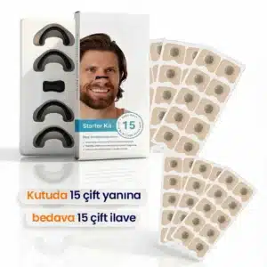 Mıknatıslı Burun Bandı Seti Horlama Önleyici 15 +15 adet çift mıknatıslı bant Hediye