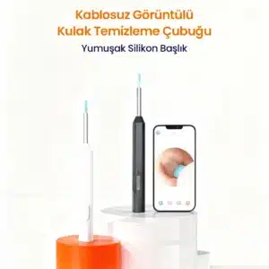 WiFi Kameralı Şarjlı Akıllı Kulak Temizleyici Görüntülü Kulak Temizleme Cihazı Silikon Başlıklı