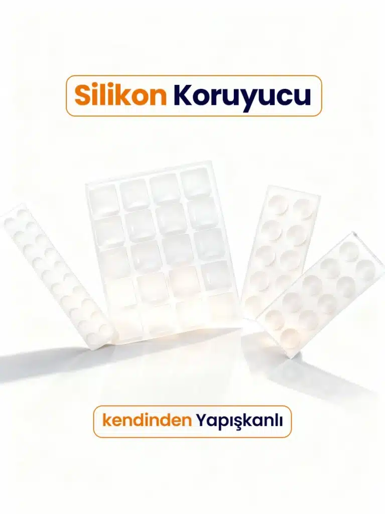 Şeffaf Silikon Tampon Ped Seti 3 Boy Kendinden Yapışkanlı Çarpma Önleyici Sessiz Duvar Kapak Koruma